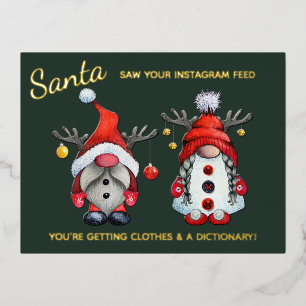 Funny Santa sah Ihre Social Media Post Weihnachten Folien Feiertagspostkarte