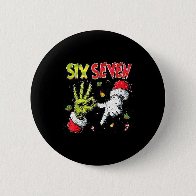 Funny Santa Says Six Seven Christmas 67 Meme Xmas  Button (Vorderseite)