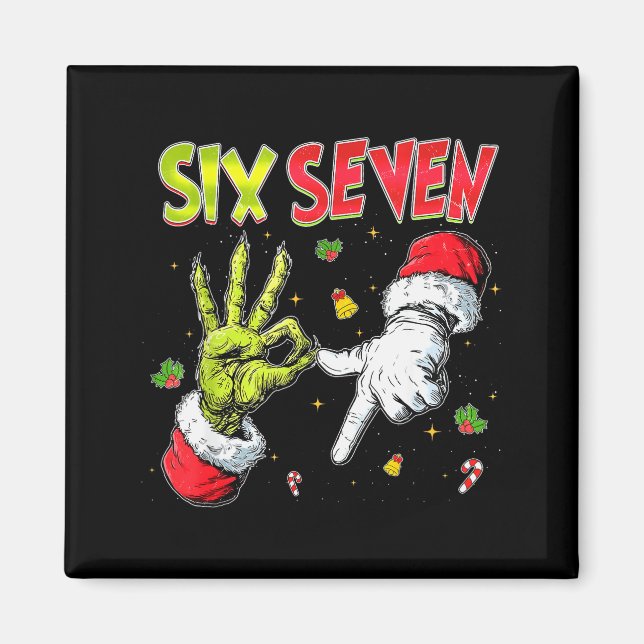 Funny Santa Says Six Seven Christmas 67 Meme Xmas  Magnet (Vorne)