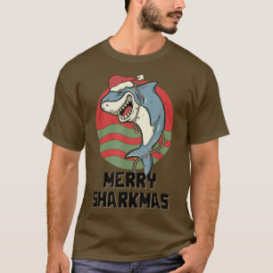 Funny Santa Shark Merry Sharkmas Weihnachtsfeierta T-Shirt