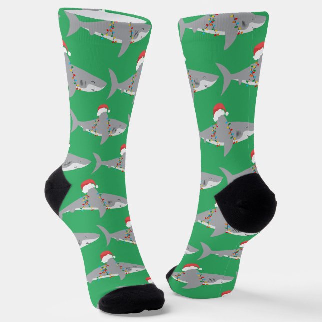 Funny Santa Shark Weihnachten Socken (Gewinkelt)