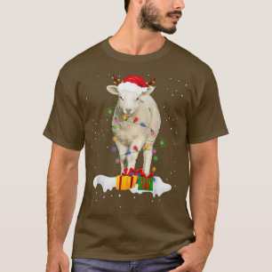 Funny Santa Sheep Animal Christmas Lights Lights L T-Shirt