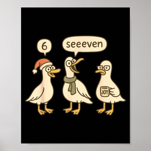 Funny Santa Silly Goose 6 7 Christmas Geese Six Se Poster (Vorne)