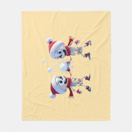 Funny Santa Skeletons Having a Snowball Fight  Fleecedecke