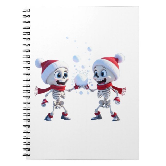 Funny Santa Skeletons Having a Snowball Fight  Notizblock (Vorderseite)