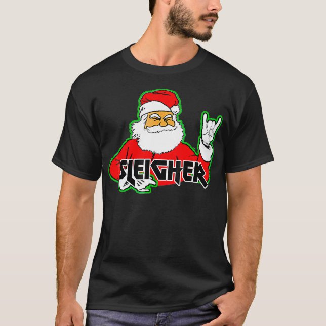 FUNNY Santa Sleigher Slayer Heavy Metal Ugly Chris T-Shirt (Vorderseite)