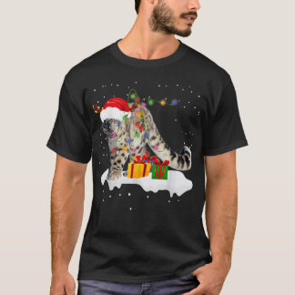 Funny Santa Snow Leopard Weihnachtsbeleuchtung Lov T-Shirt