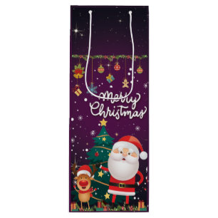 Funny Santa, Snowman, Reindeer Frohe Weihnachten Geschenktüte Für Weinflaschen
