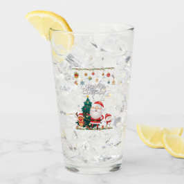Funny Santa, Snowman, Reindeer Frohe Weihnachten Glas