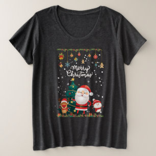 Funny Santa, Snowman, Reindeer Frohe Weihnachten Große Größe T-Shirt
