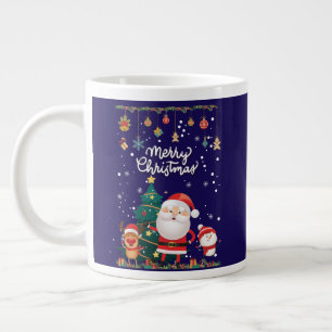 Funny Santa, Snowman, Reindeer Frohe Weihnachten Jumbo-Tasse