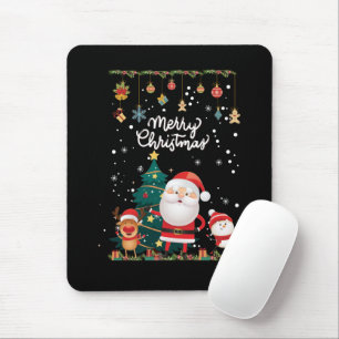 Funny Santa, Snowman, Reindeer Frohe Weihnachten Mousepad