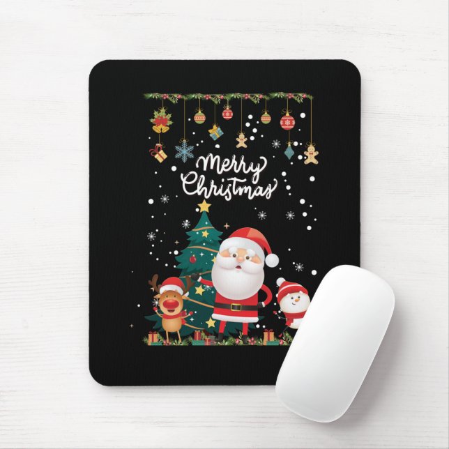 Funny Santa, Snowman, Reindeer Frohe Weihnachten Mousepad (Mit Mouse)
