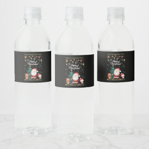 Funny Santa, Snowman, Reindeer Frohe Weihnachten Wasserflaschenetikett
