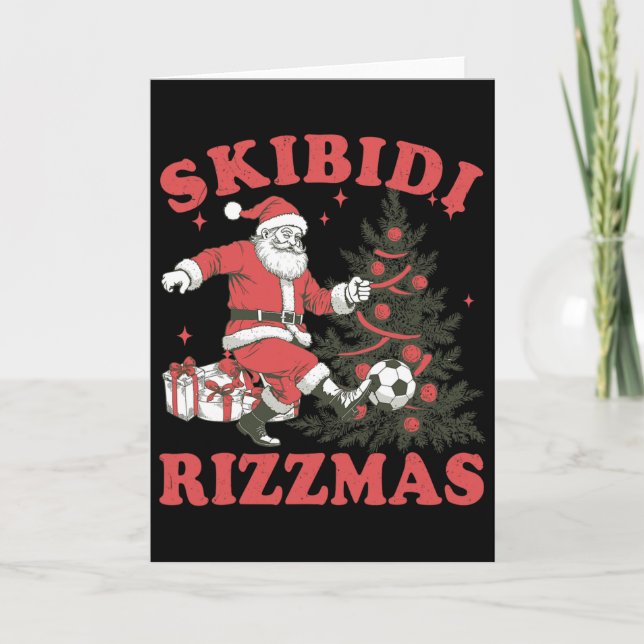 Funny Santa Soccer Skibidi Rizzmas Christmas Tree  Karte (Vorderseite)