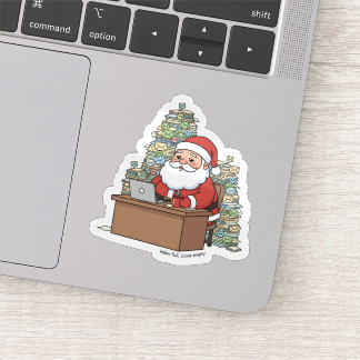 Funny Santa Sticker – “Inbox Full, Cocoa Empty” 