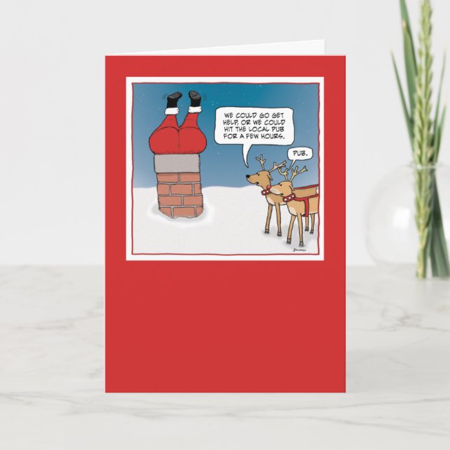 Funny Santa Stuck in Chimney Weihnachten (Vorderseite)