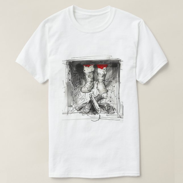 Funny Santa Stuck in Chimney - Xmas Spaß T-Shirt (Design vorne)