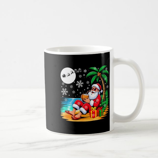 Funny Santa Sungles Drinking Coconut On Beach Chri Kaffeetasse (Rechts)