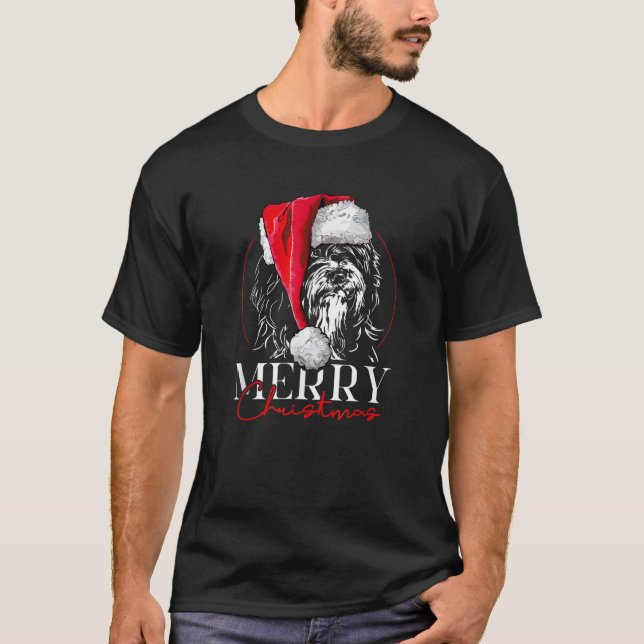 Funny Santa Tibetan Terrier Merry Christmas dog mo T-Shirt (Vorderseite)