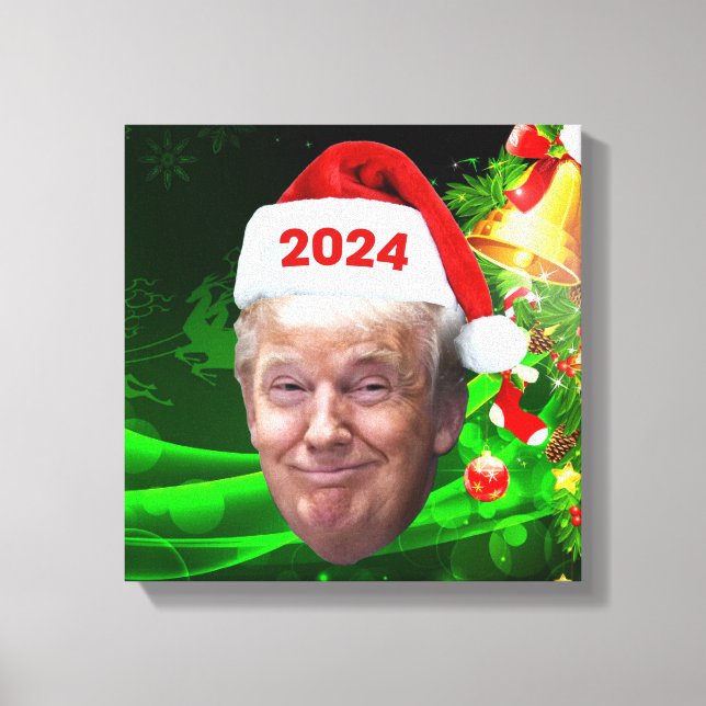 Funny Santa Trump 2024 Weihnachten Trump Liebhaber Leinwanddruck (Vorderseite)