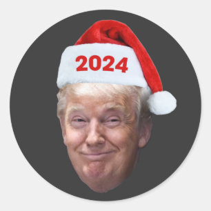 Funny Santa Trump 2024 Weihnachten Trump Liebhaber Runder Aufkleber