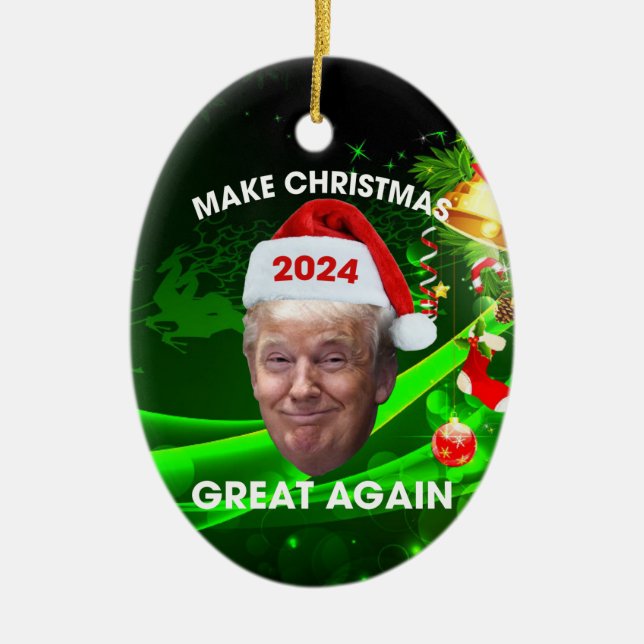 Funny Santa Trump 2024 Weihnachten wieder großarti Keramik Ornament (Vorne)