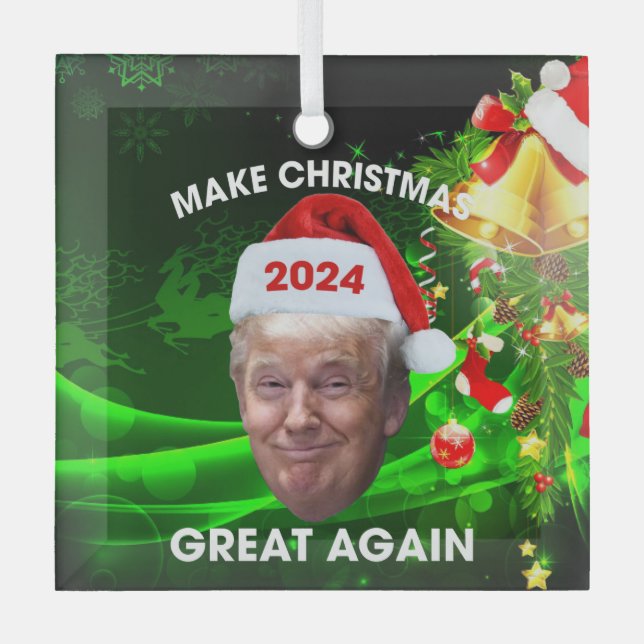 Funny Santa Trump 2024 Weihnachten wieder großarti Ornament Aus Glas (Vorderseite)