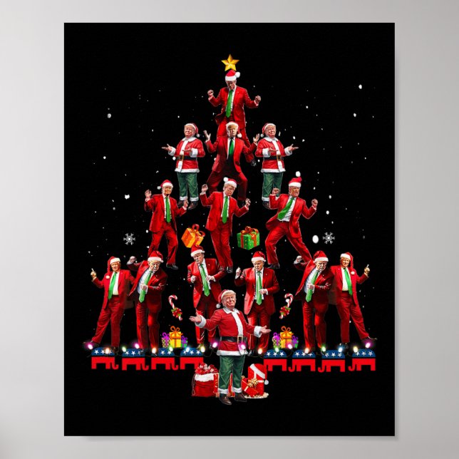 Funny Santa Trump Dance Tree Christmas Pajama Xmas Poster (Vorne)