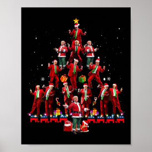 Funny Santa Trump Dance Tree Christmas Pajama Xmas Poster