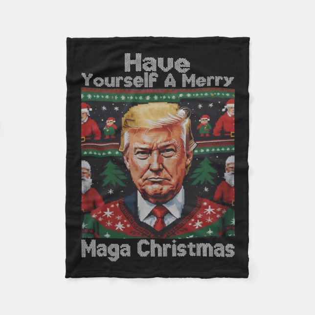 Funny Santa Trump haben Sie ein frohes Weihnachtsf Fleecedecke (Vorderseite)