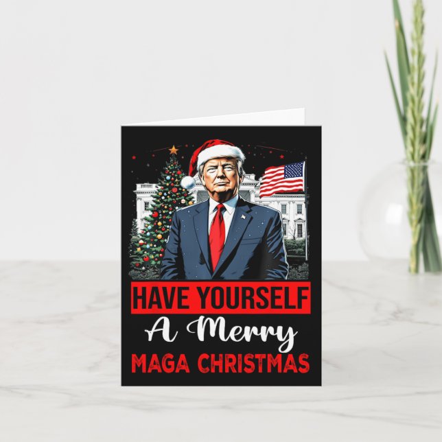 Funny Santa Trump haben Sie ein frohes Weihnachtsf Karte (Vorderseite)