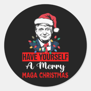 Funny Santa Trump haben Sie ein frohes Weihnachtsf Runder Aufkleber