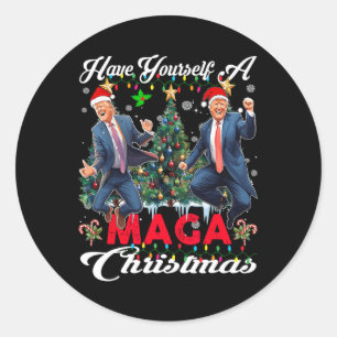 Funny Santa Trump haben Sie ein frohes Weihnachtsf Runder Aufkleber