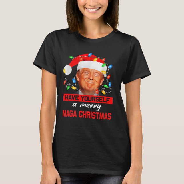 Funny Santa Trump haben Sie ein frohes Weihnachtsf T-Shirt (Vorderseite)