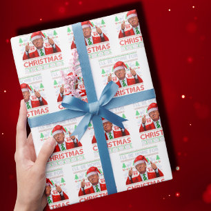 Funny Santa Trump Ich werde zu Weihnachten Zuhause Geschenkpapier