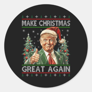 Funny Santa Trump macht Weihnachten wieder großart Runder Aufkleber