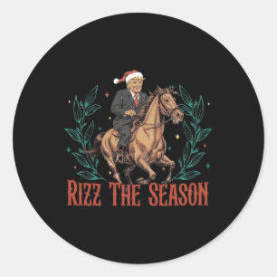 Funny Santa Trump Rizz Die Jahreszeit macht Weihna Runder Aufkleber