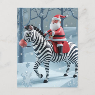 Funny Santa und a Zebra Postkarte