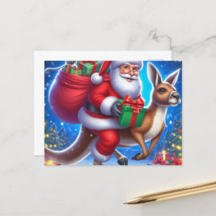 Funny Santa und Kangaroo Postkarte