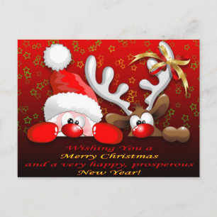 Funny Santa und Reindeer Cartoon Weihnachten Weihn