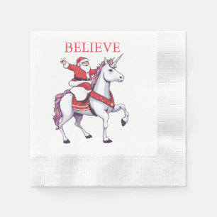 Funny Santa Unicorn Glauben Weihnachtsfeiertag Par Serviette