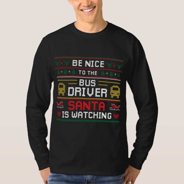 Funny Santa Watching Ugly Christmas Design School T-Shirt (Vorderseite)
