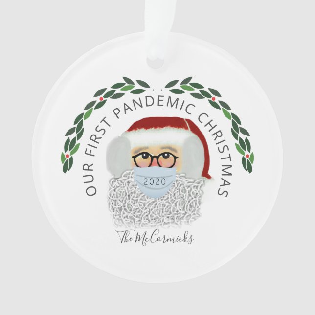 Funny Santa Wear Gesichtsmaske Covid Personalisier Ornament (Vorderseite)