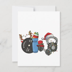Funny Santa Weightlift Dumbells Gym Weihnachten Mitteilungskarte