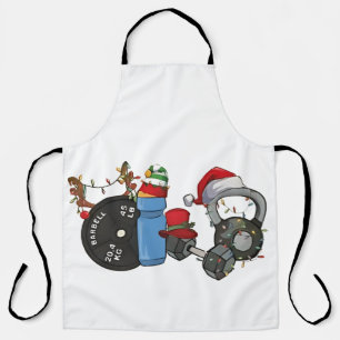 Funny Santa Weightlift Dumbells Gym Weihnachten Schürze