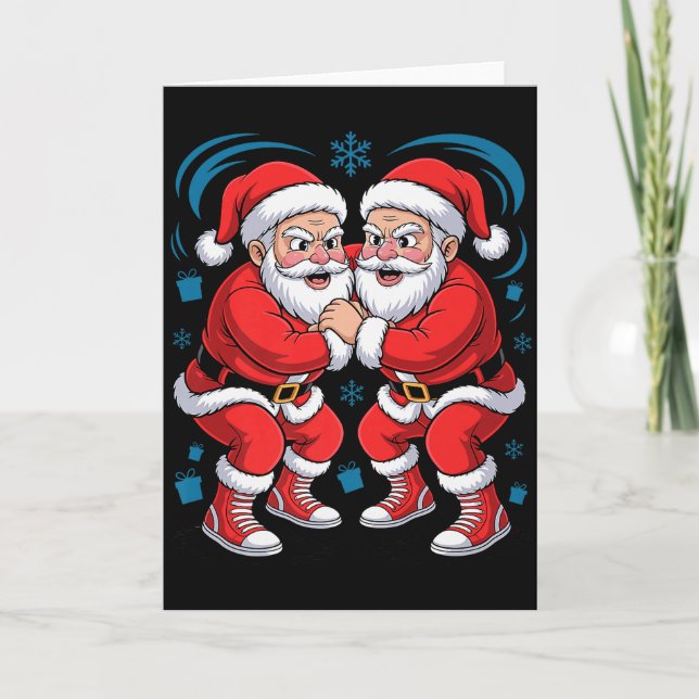 Funny Santa Wrestling Lover Wrestler Xmas Christma Karte (Vorderseite)