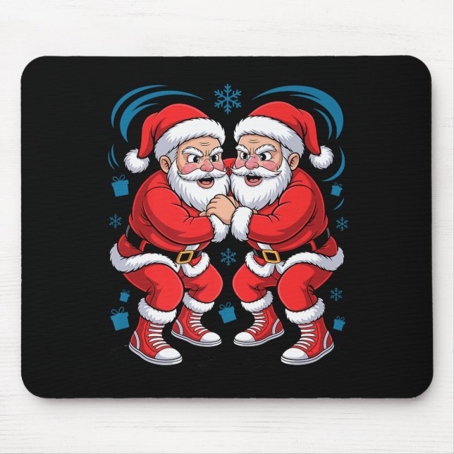 Funny Santa Wrestling Lover Wrestler Xmas Christma Mousepad (Vorne)