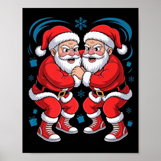 Funny Santa Wrestling Lover Wrestler Xmas Christma Poster (Vorne)