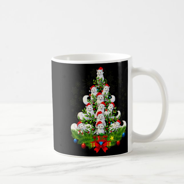 Funny Santa Xmas Arctic Fox Christmas Tree  Kaffeetasse (Rechts)